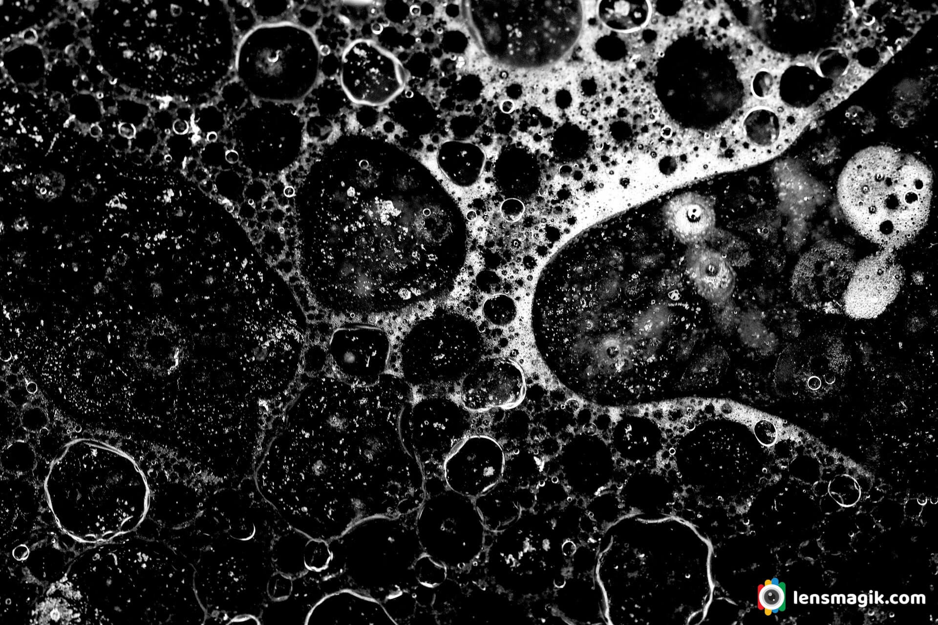 Black And White Bubbles Abstract