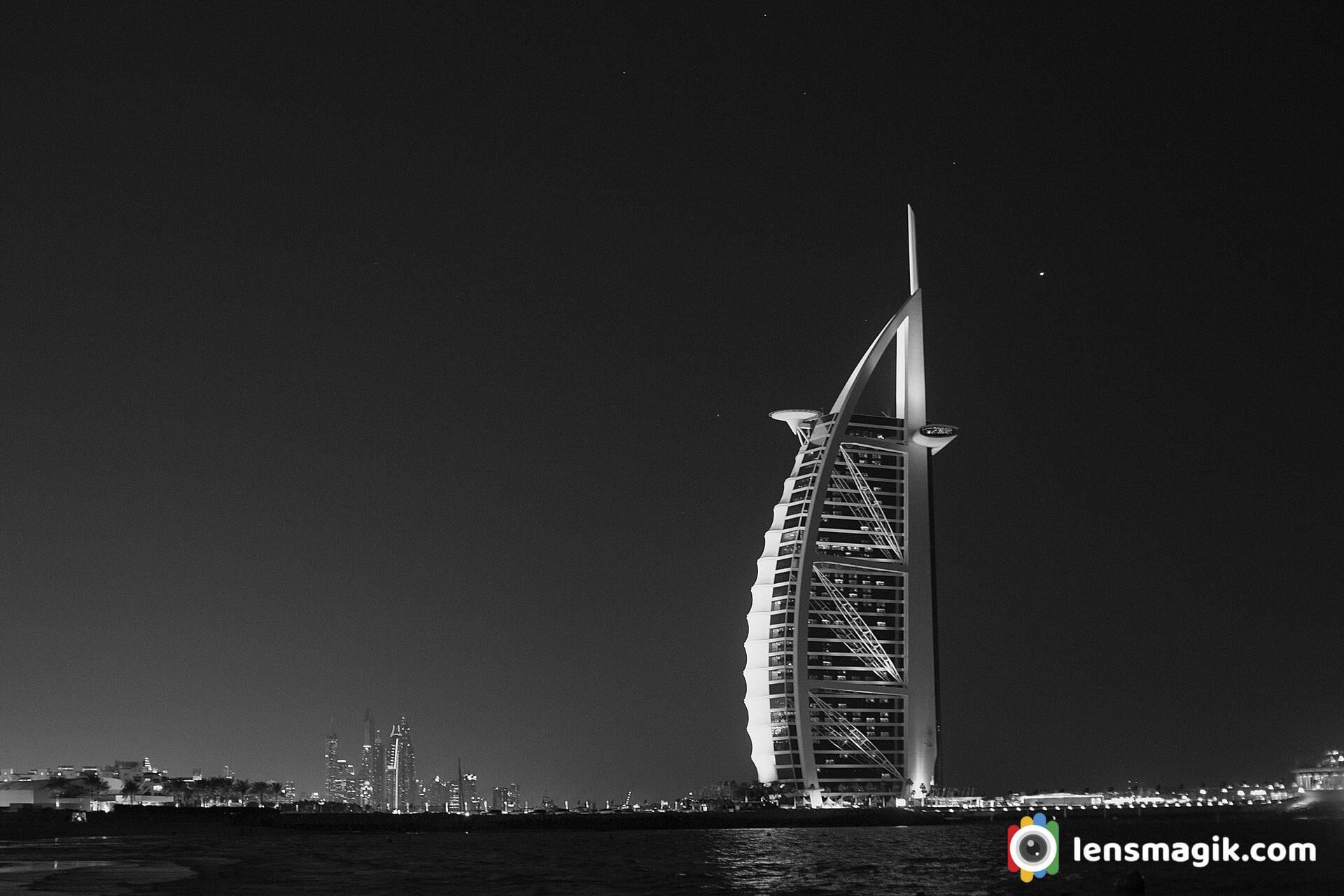 Dubai Burj Al Arab Hotel At Night